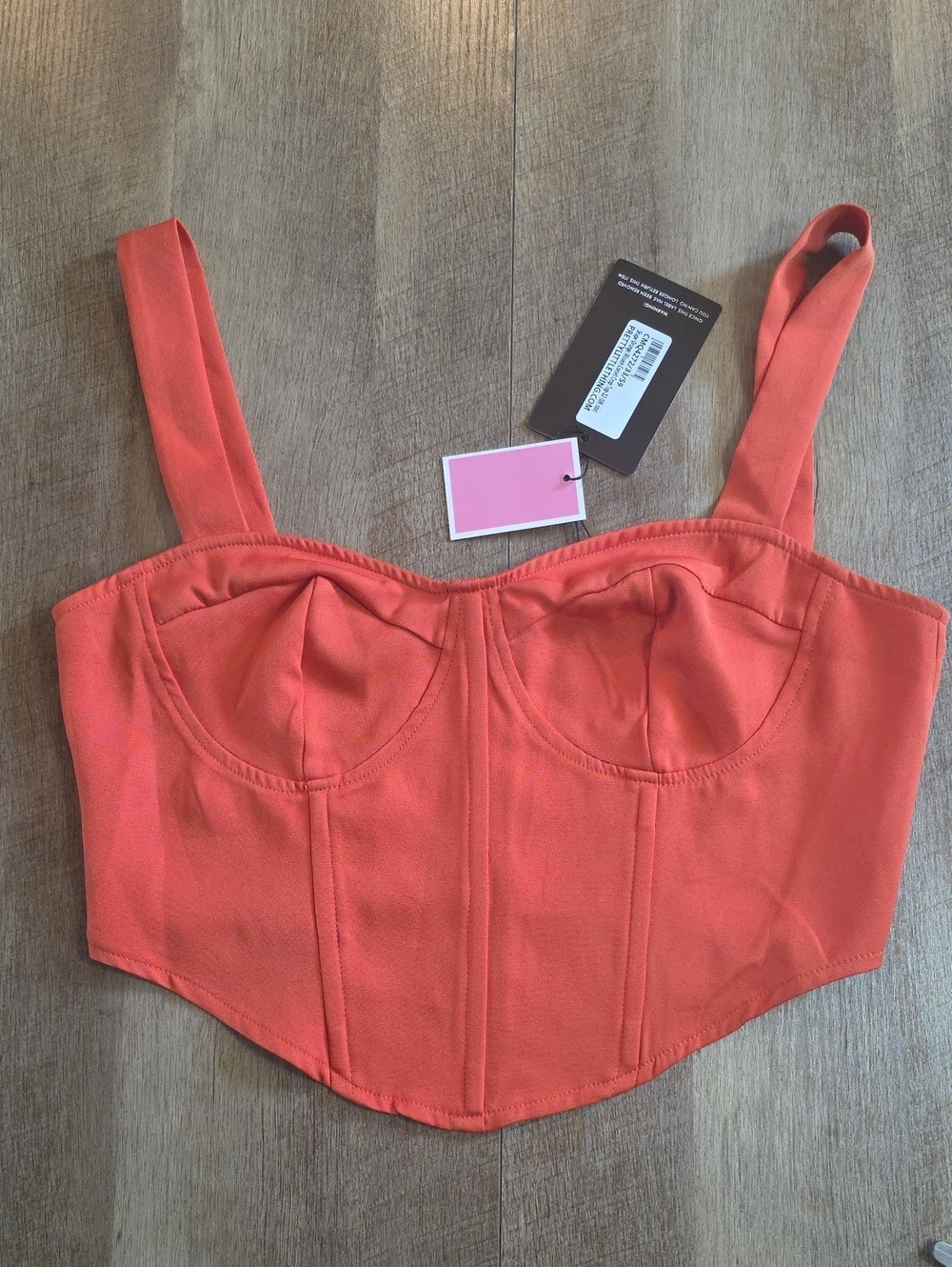 PrettyLittleThing- Orange Corset Crop Top. Size 8. NWT